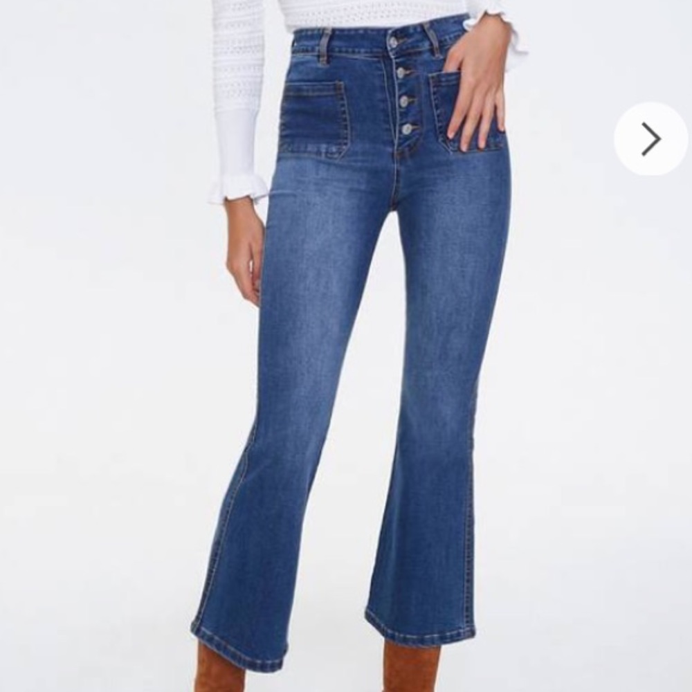 High waisted cropped flare jeans